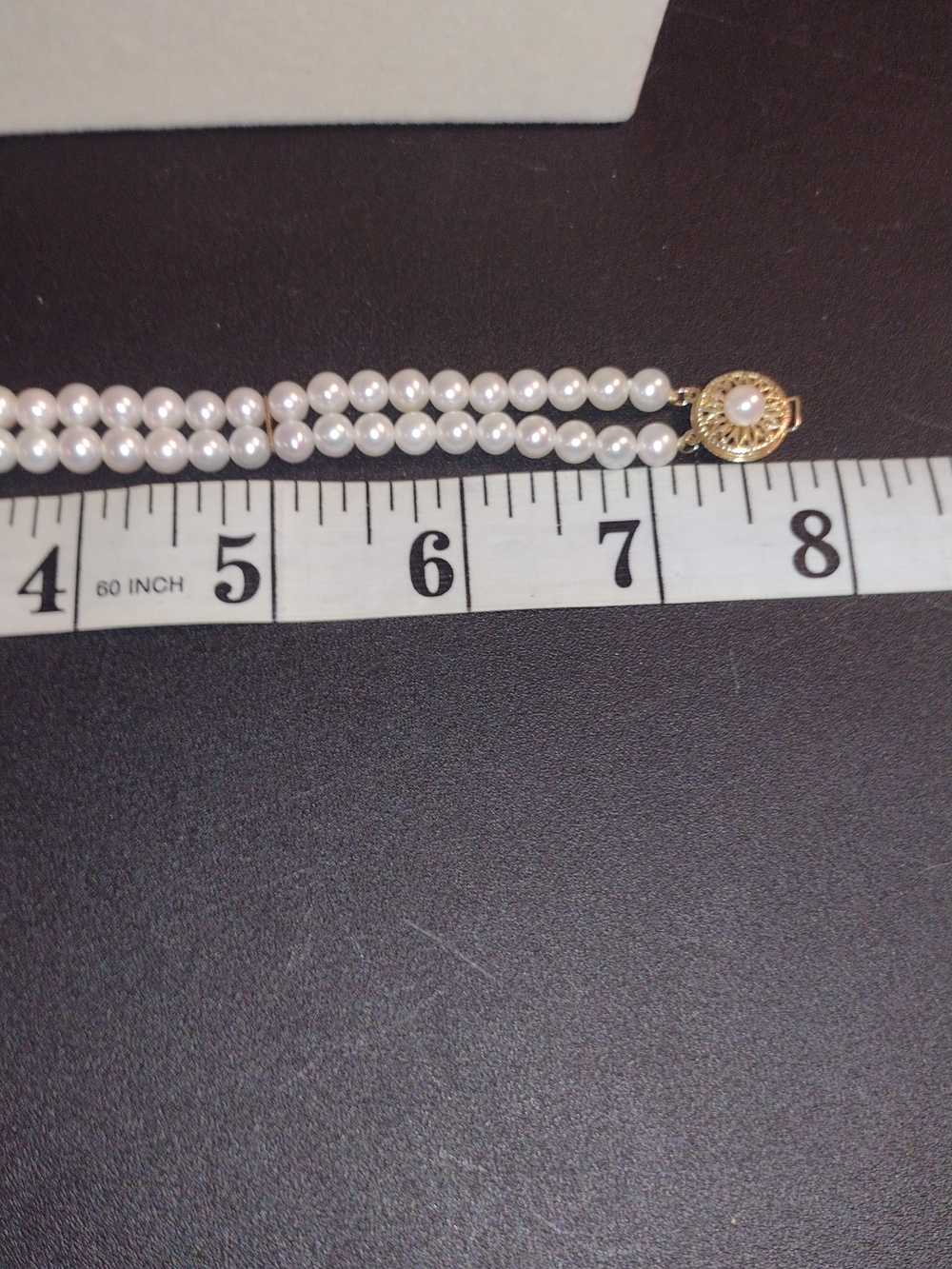 Classic White Pearl Double-Strand Bracelet with 14k Gold Clasp - Picture 8 of 12